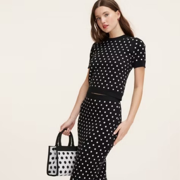 Polybagged Kate Spade x Target Polka Dot Knit Crossbody Bag, Black/White, NWT - Picture 6 of 6